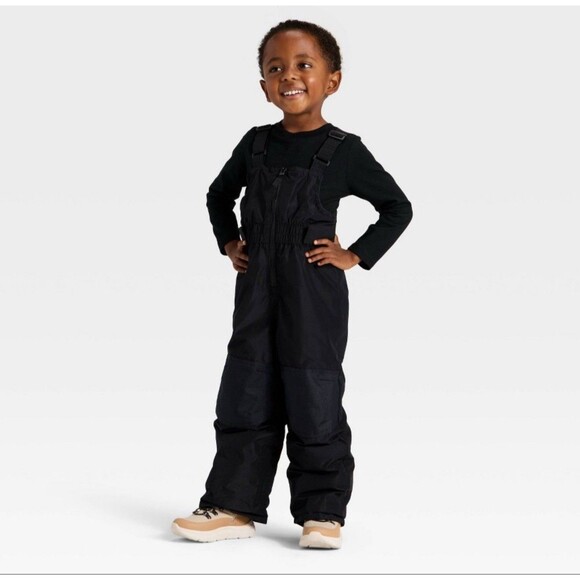 Cat & Jack Kids Black Snow Bib Overalls Size 2T Winter Ski Pants Insulated - Picture 2 of 7